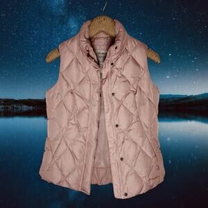 Eddie Bauer Premium Quality Goose Down Puffer Vest Sz S Women Pink Diamond Quilt